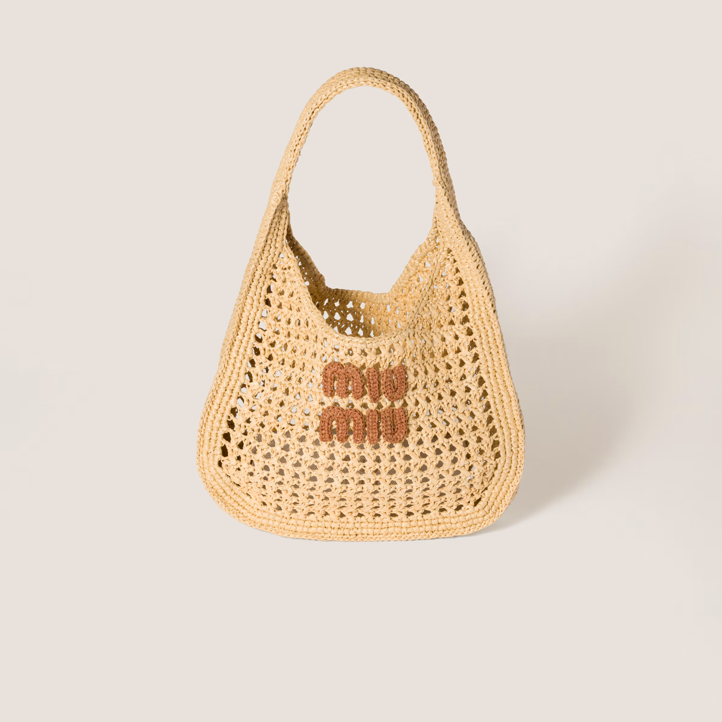 Raffia-Effect Woven Hobo Bag