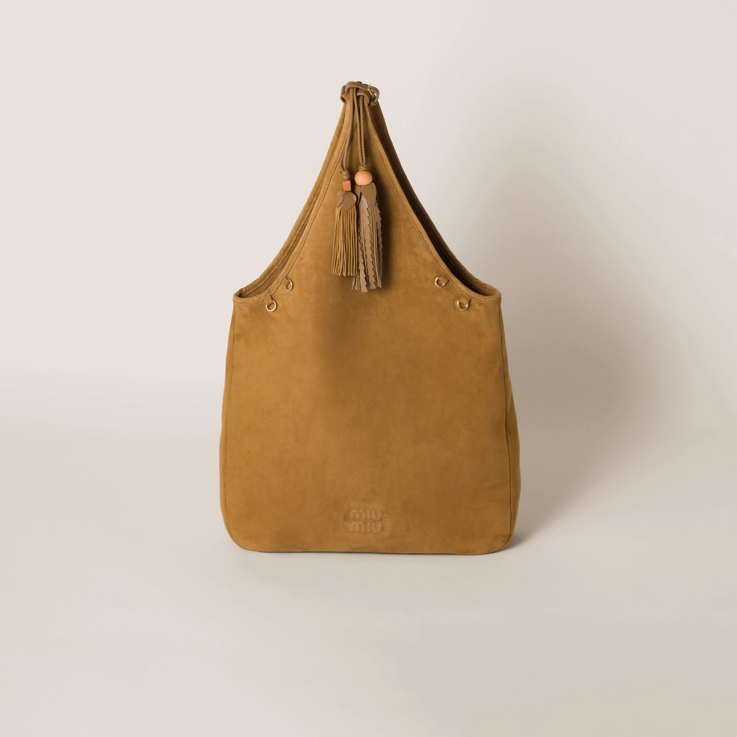 Suede Handbag With Tassels