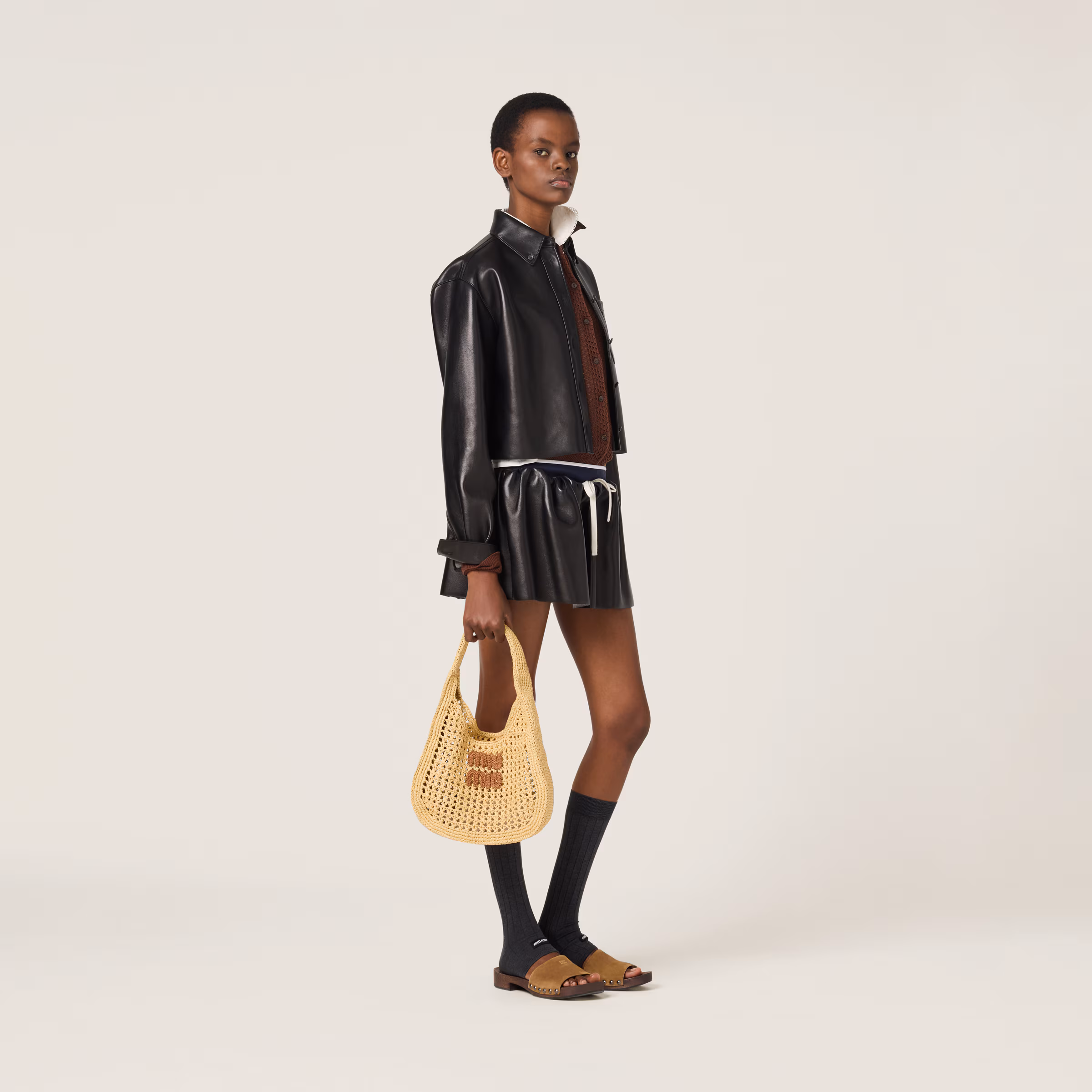 Raffia-Effect Woven Hobo Bag