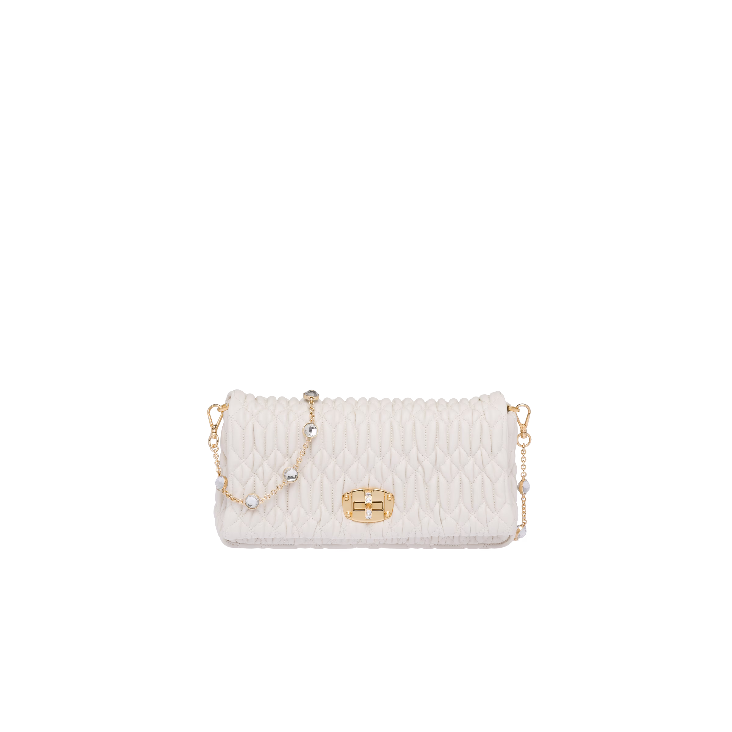 Miu Crystal Cloqué Nappa Leather Bag