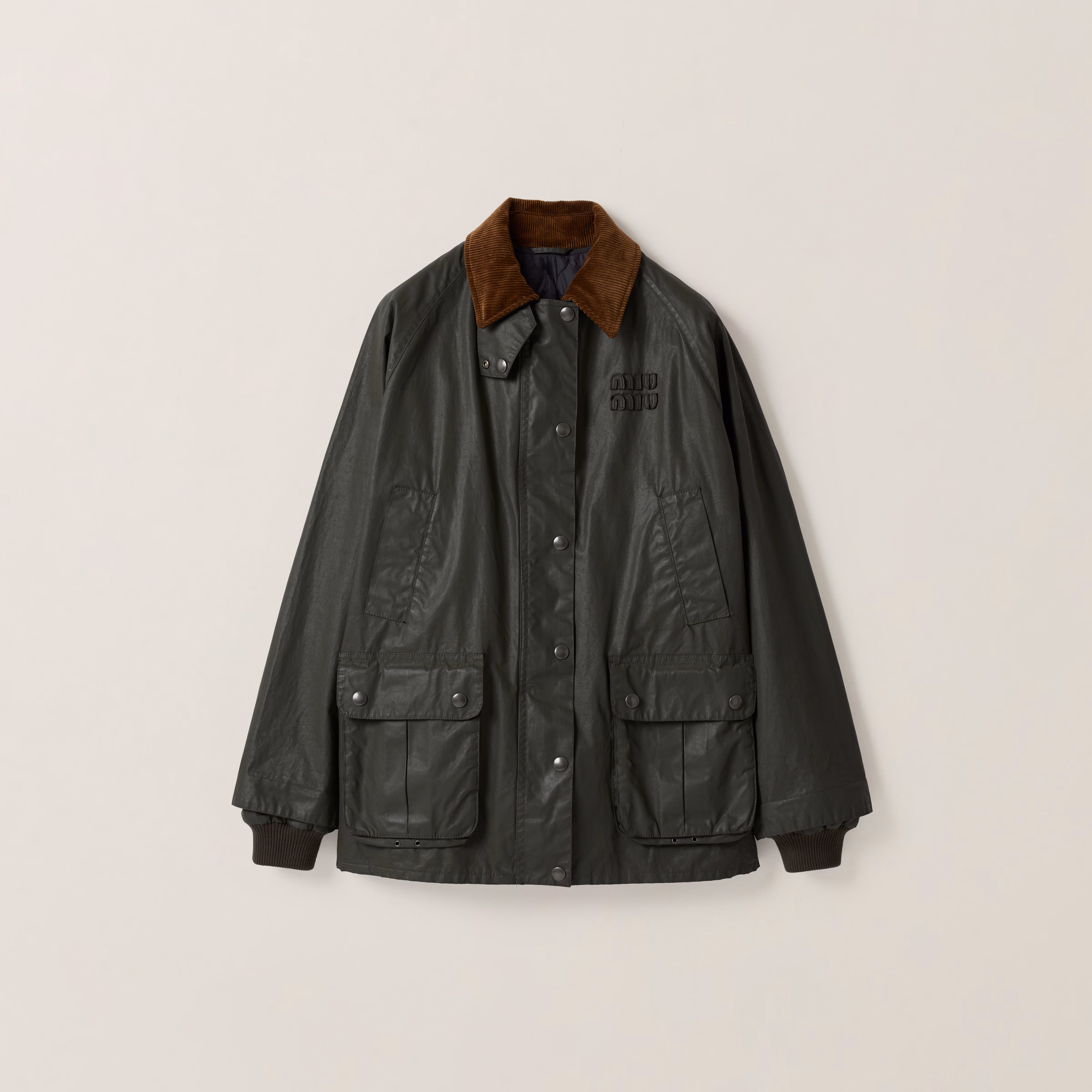 Resin-Finish Poplin Caban Jacket
