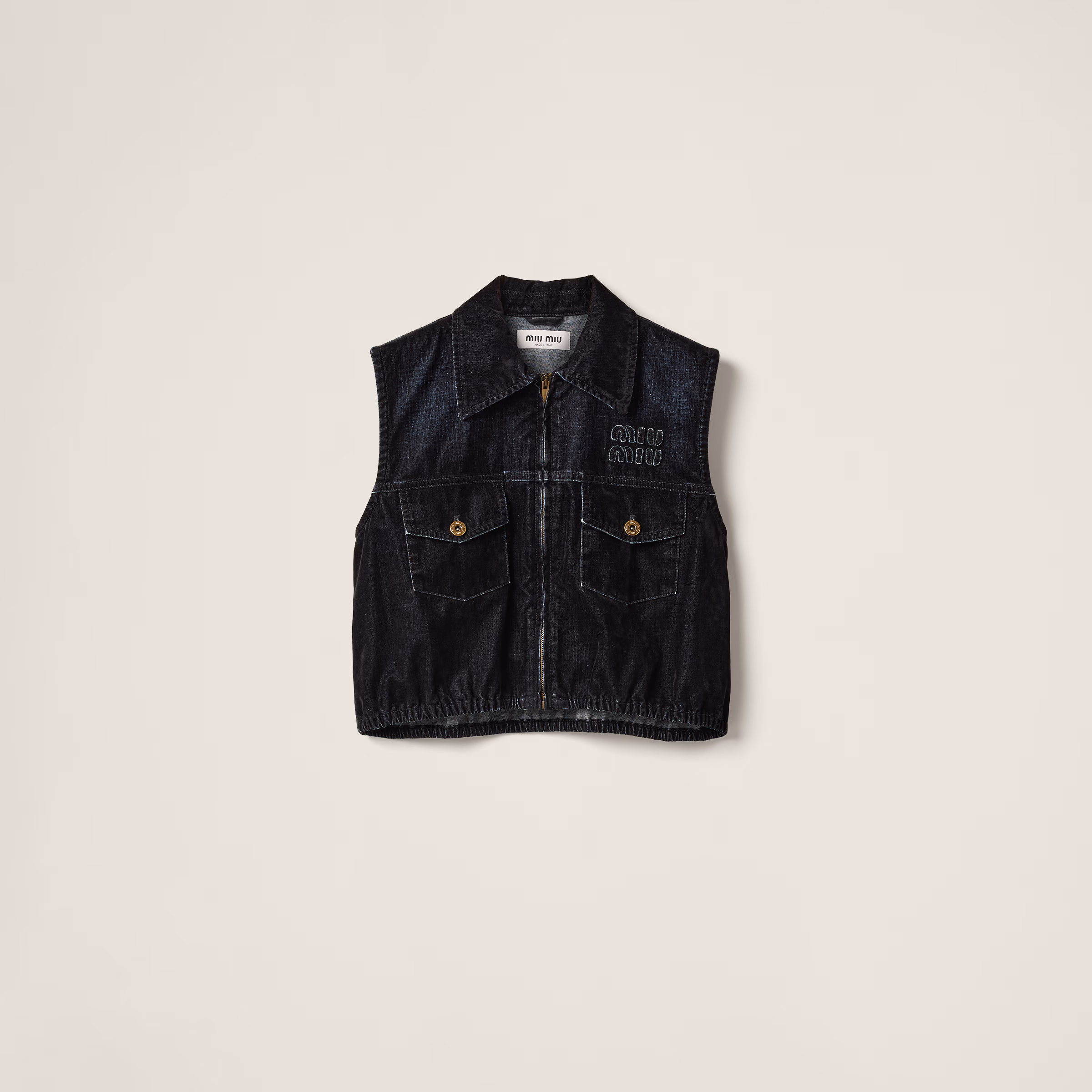 Washed Flocked Chambray Top