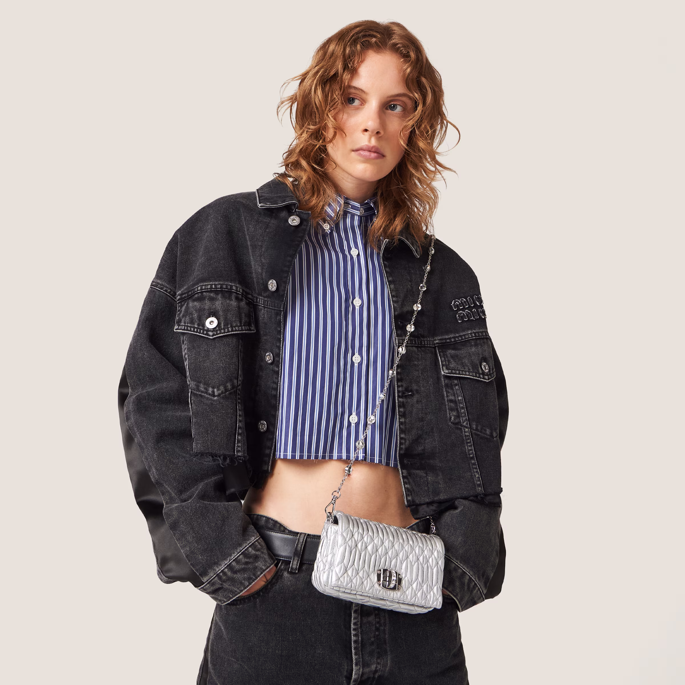 Miu Crystal Nappa Leather And Crystal Mini-Bag