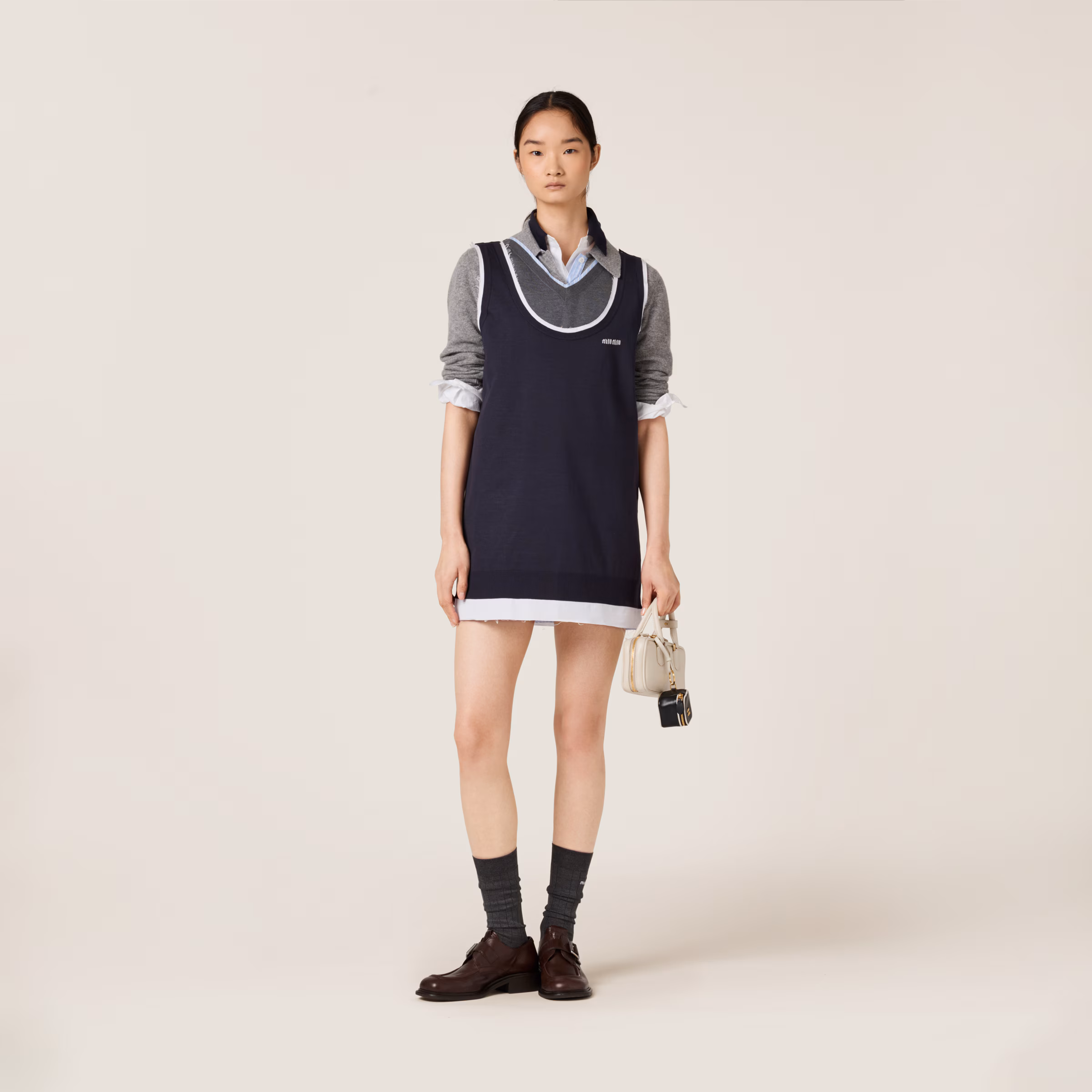 Knit And Poplin Mini-Dress