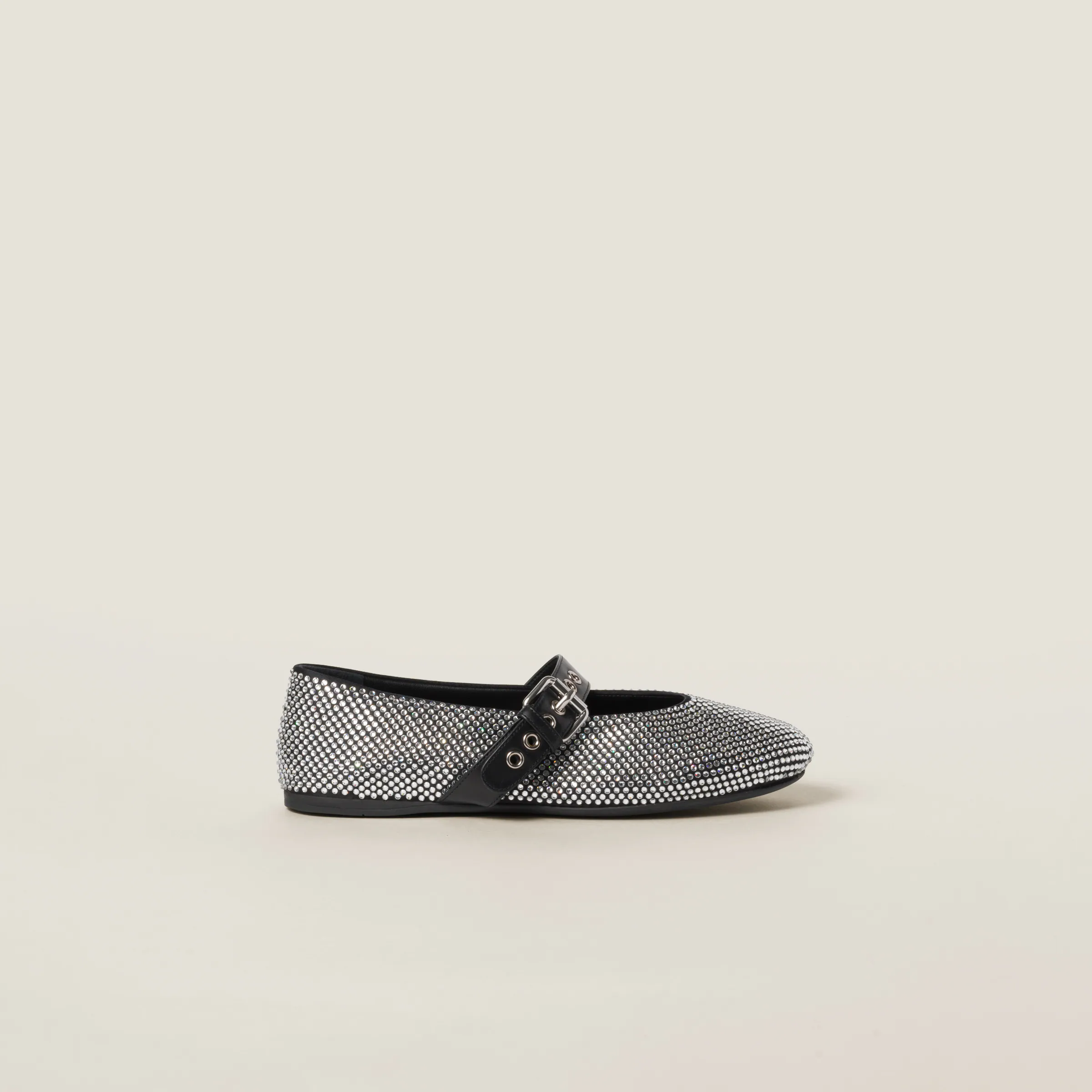 Satin Ballerinas With Crystals