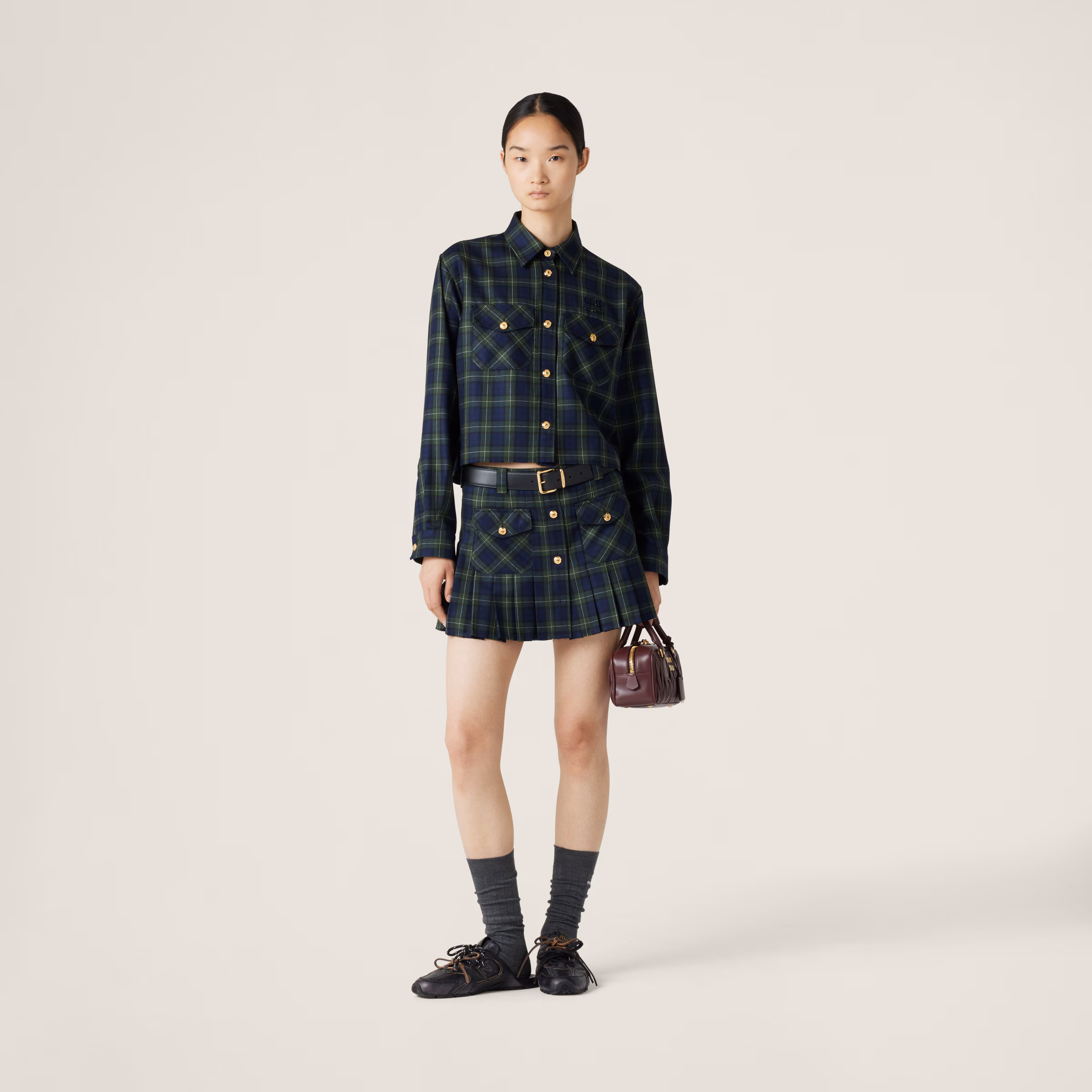 Pleated Tartan Miniskirt