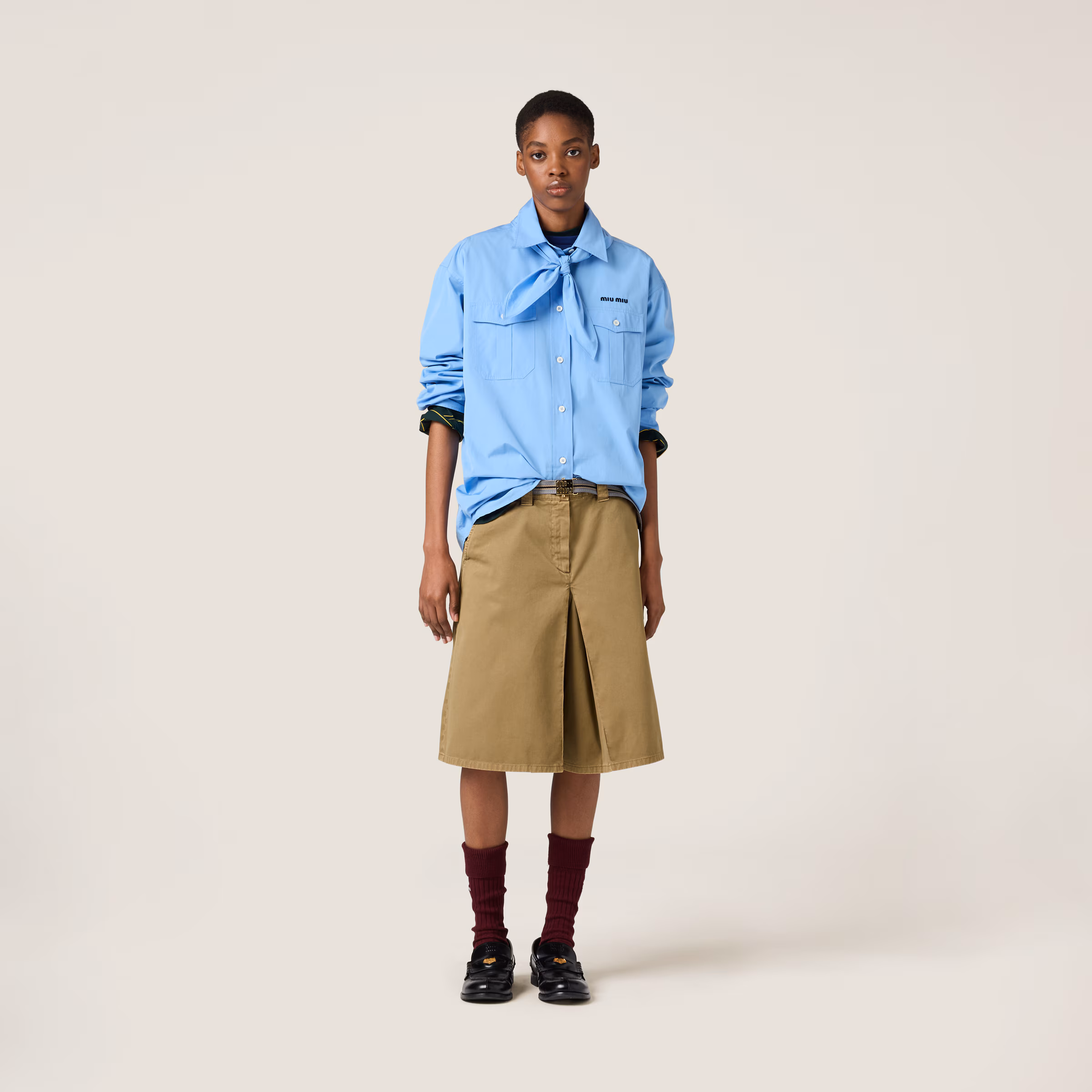Poplin Shirt With Scarf