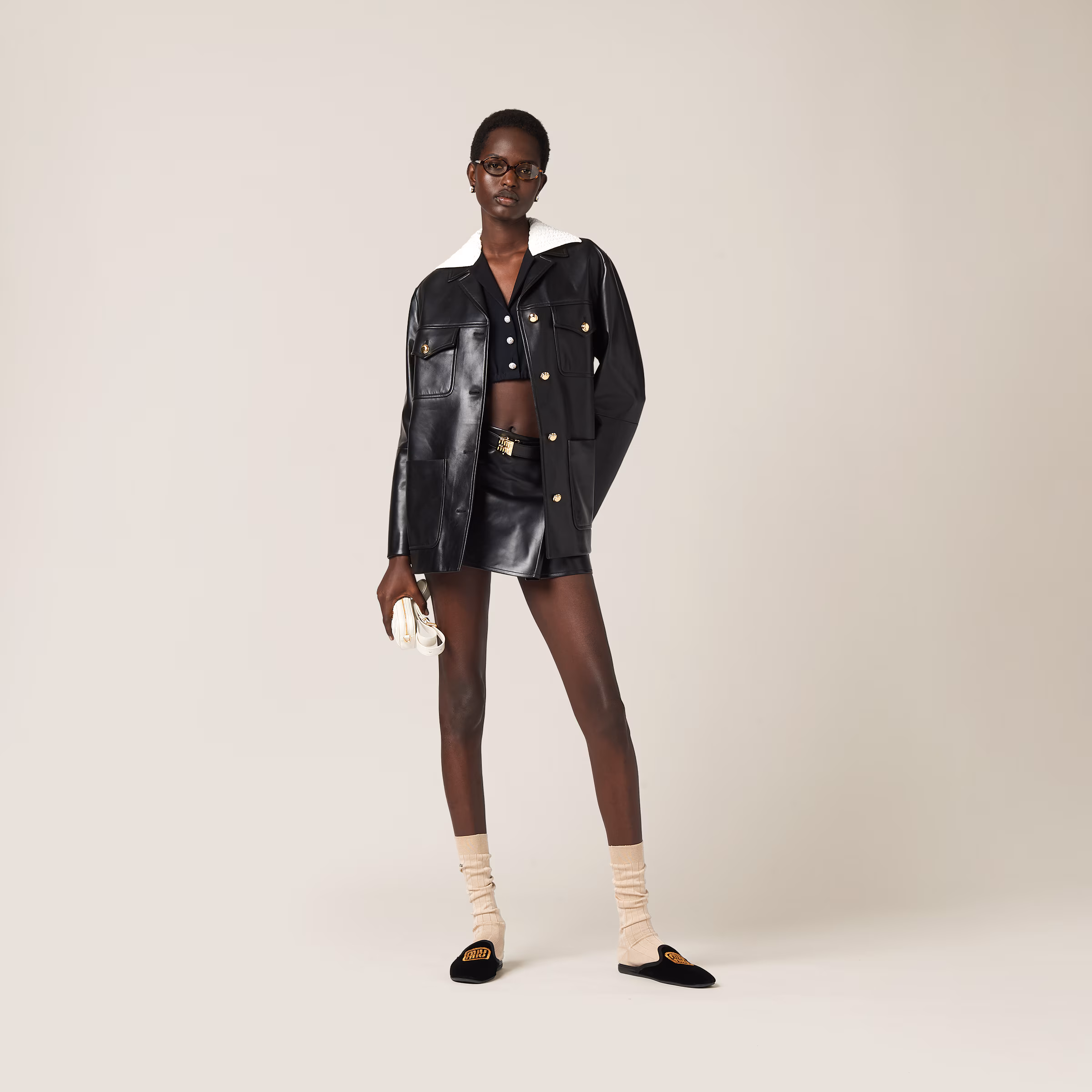 Nappa Leather Miniskirt
