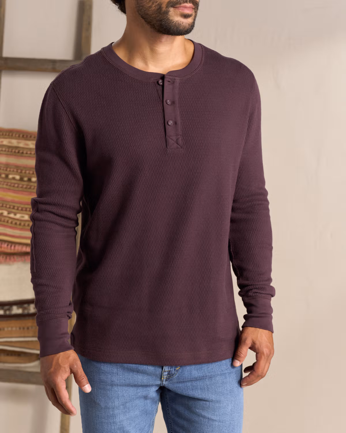 Men's Long Sleeve Standard Issue Waffle Henley