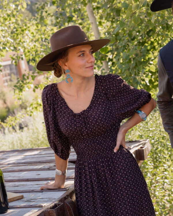 Women's 3/4 Sleeve Ruched Midi Dress