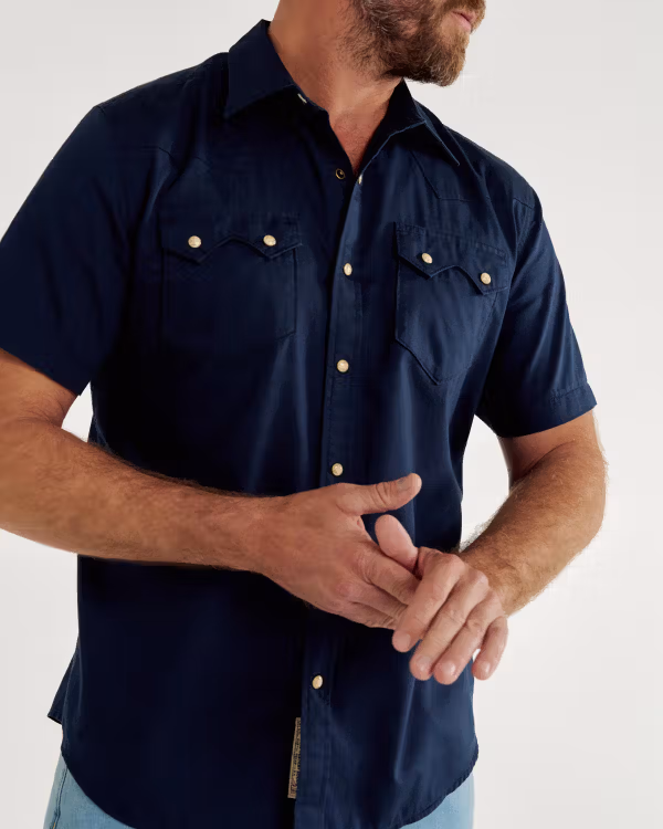 Men's Classic Fit Vintage Weight Sawtooth Short Sleeve Pearl Snap