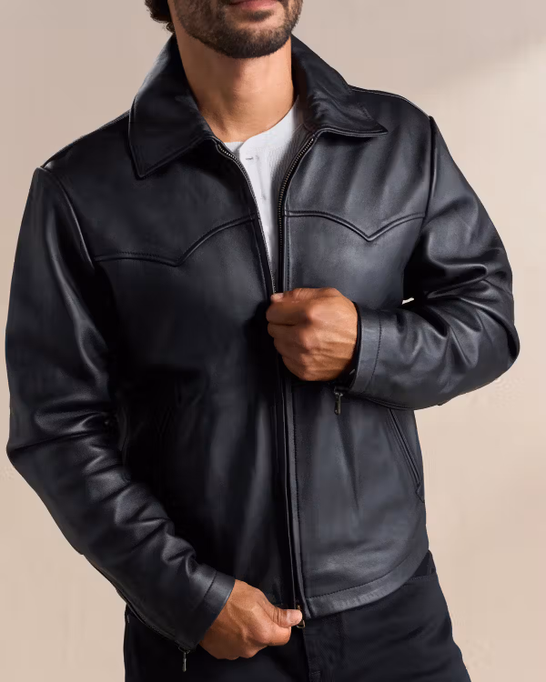 Men's Western Leather Moto Jacket