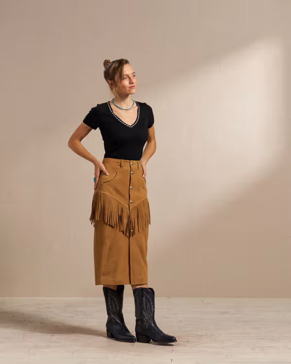 Women's Goat Suede Fringe Skirt