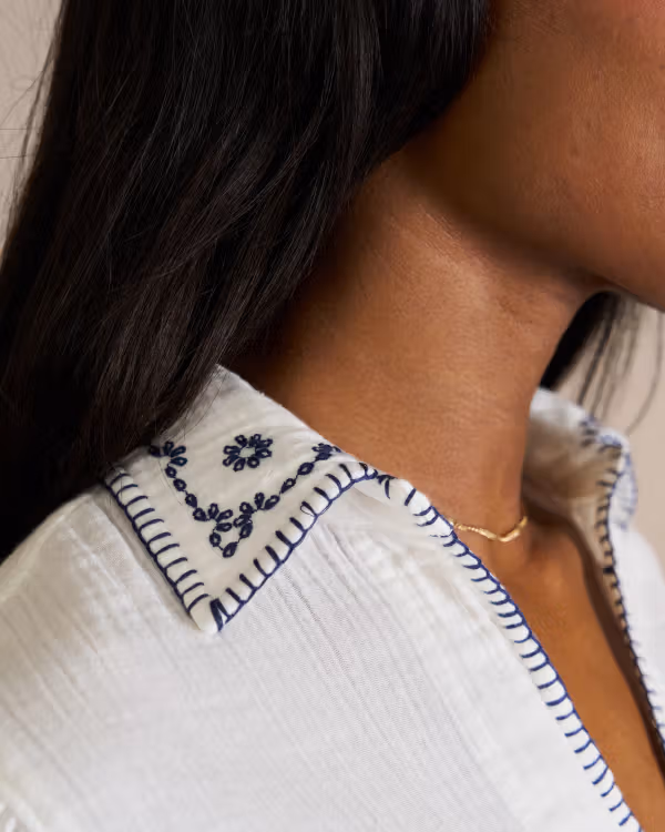 Women's Embroidered Double Gauze Top