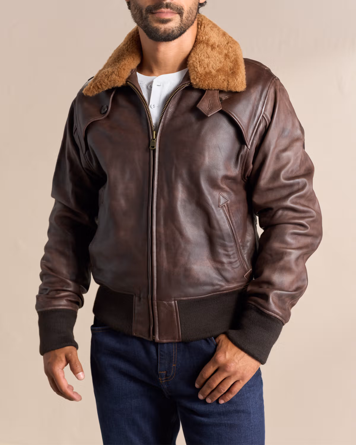 Men's Western Leather Bomber Jacket