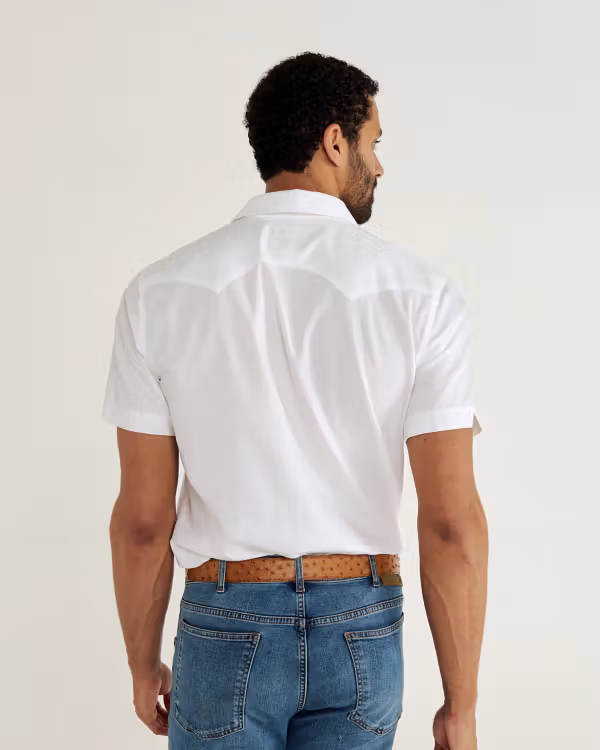 Men's Classic Fit Vintage Weight Sawtooth Short Sleeve Pearl Snap