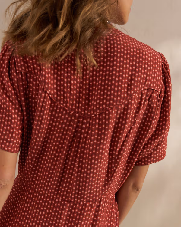 Women's Short Sleeve Button Front Midi Dress