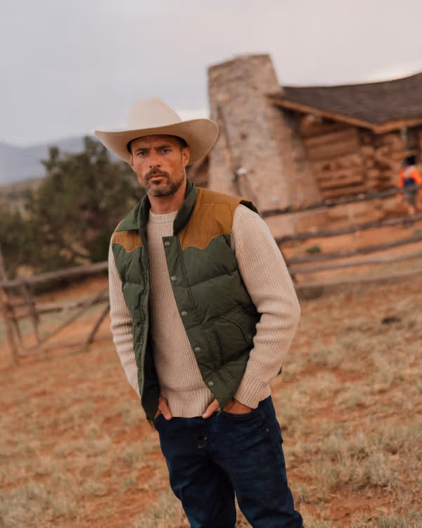 Men's Western Canvas Puffer Vest