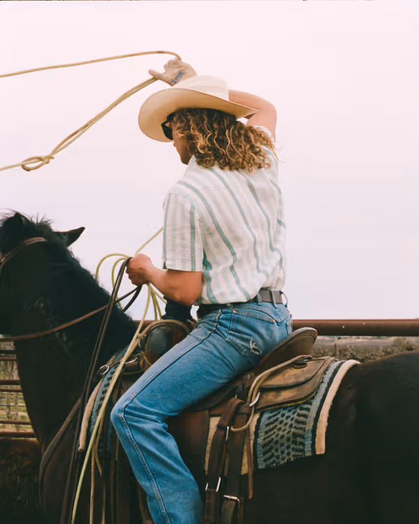 Men's Sawtooth Linen Short Sleeve Pearl Snap