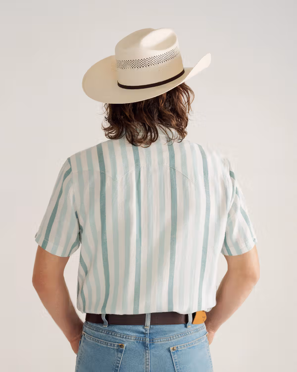 Men's Sawtooth Linen Short Sleeve Pearl Snap