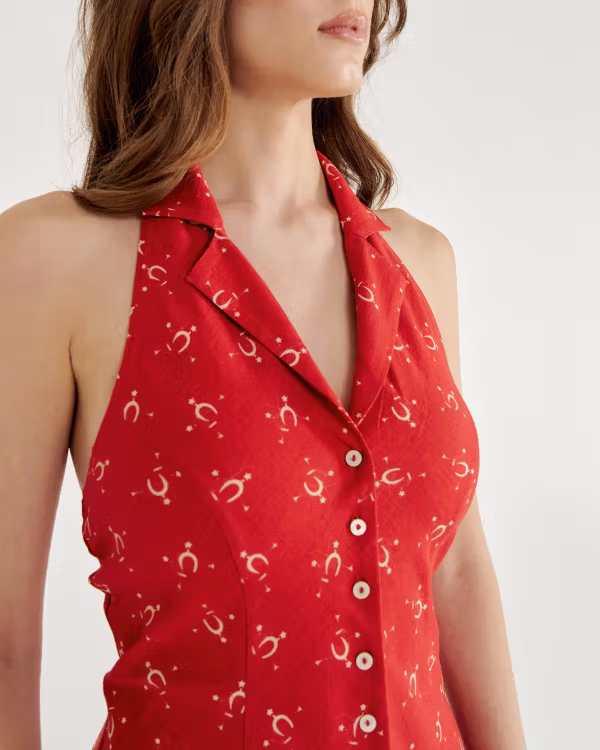 Women's Sleeveless Collared Mini Dress