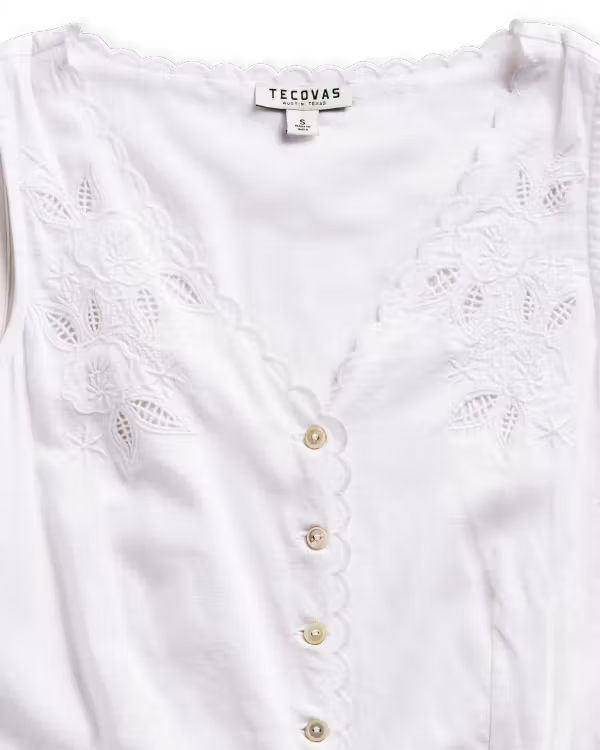 Women's Eyelet Linen Midi Dress