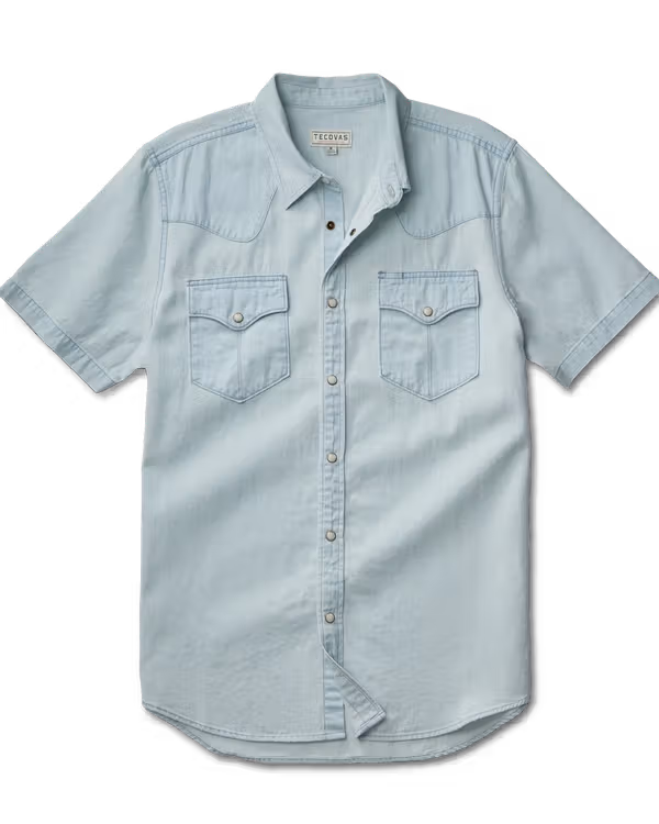 Men's Denim Short Sleeve Pearl Snap