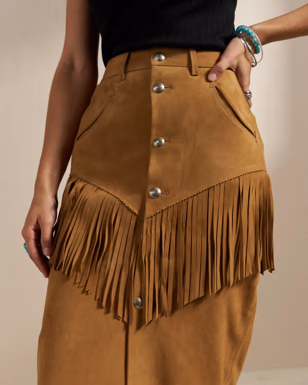 Women's Goat Suede Fringe Skirt