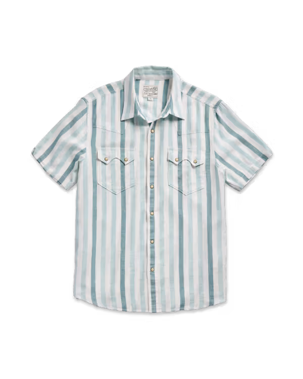 Men's Sawtooth Linen Short Sleeve Pearl Snap