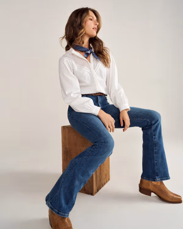 Women's Lace Peasant Top