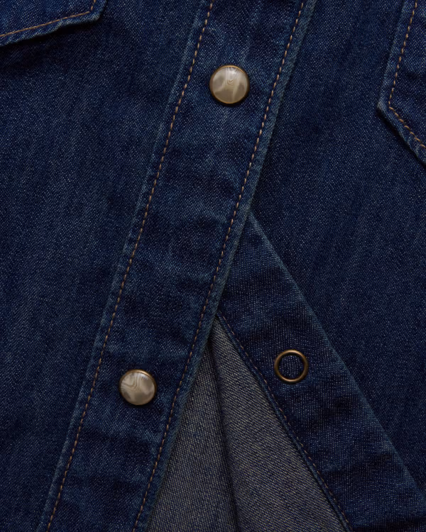 Women's Denim Pearl Snap Cutoff