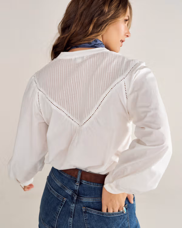 Women's Lace Peasant Top