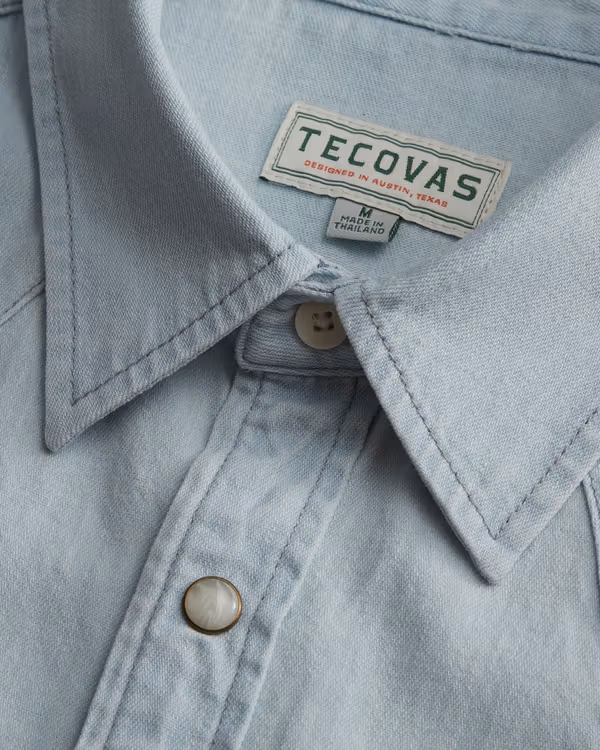 Men's Denim Short Sleeve Pearl Snap