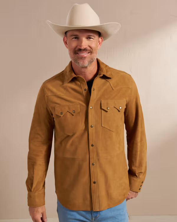 Men's Goat Suede Sawtooth Overshirt