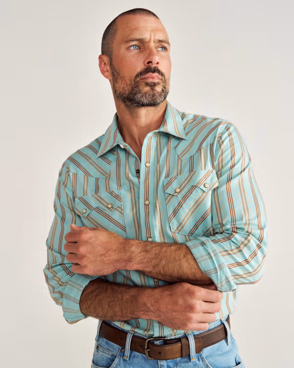 Men's Vintage Weight Sawtooth Cotton Pearl Snap