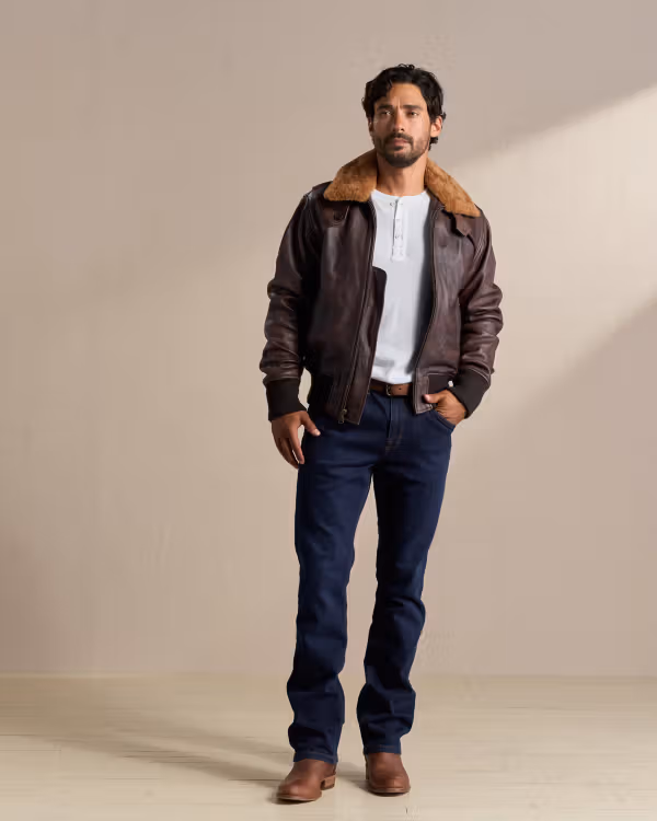Men's Western Leather Bomber Jacket