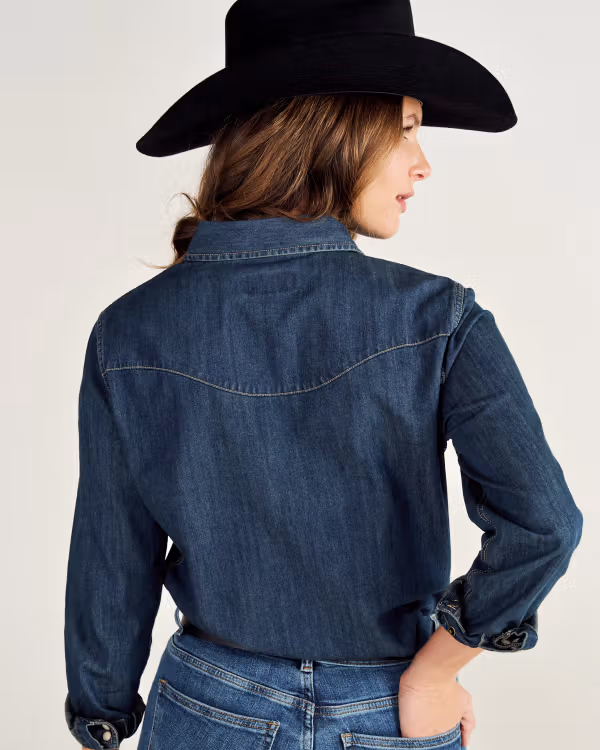 Women's Denim Pearl Snap