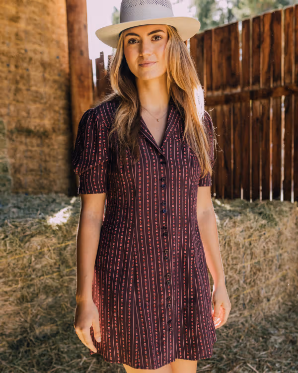 Women's Short Sleeve Button Front Short Dress