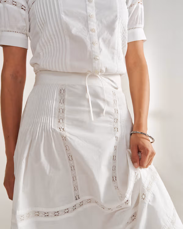 Women's Cotton Poplin Midi Skirt