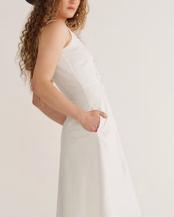 Women's Eyelet Linen Midi Dress