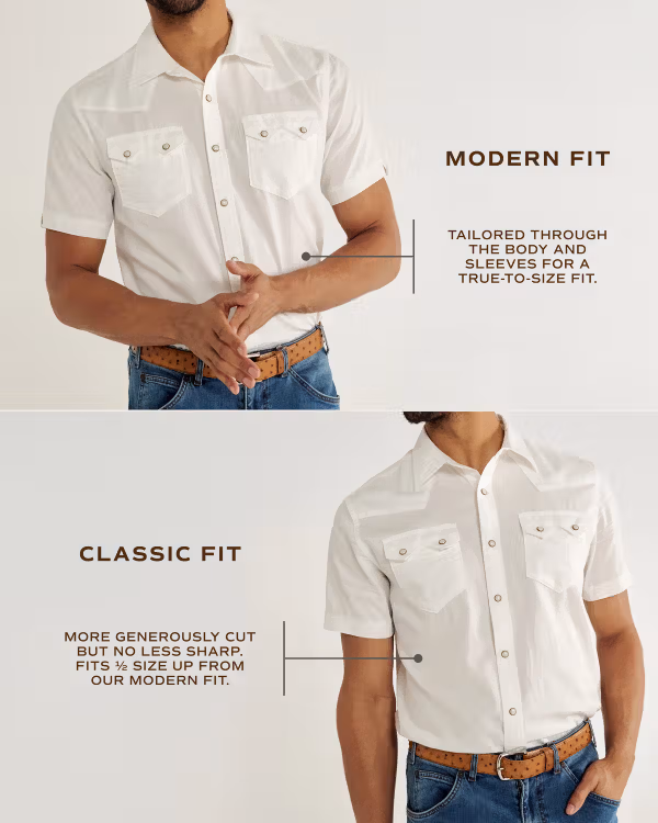 Men's Classic Fit Vintage Weight Sawtooth Short Sleeve Pearl Snap