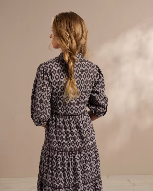 Women's 3/4 Sleeve Tiered Midi Dress