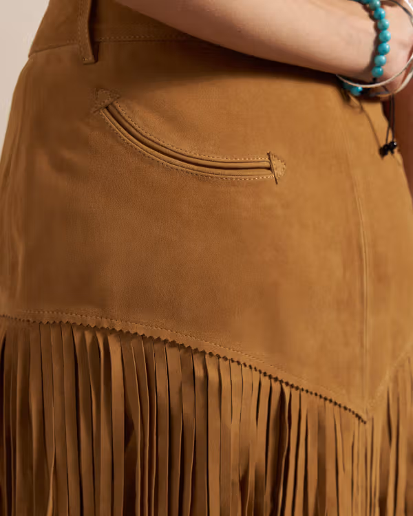 Women's Goat Suede Fringe Skirt