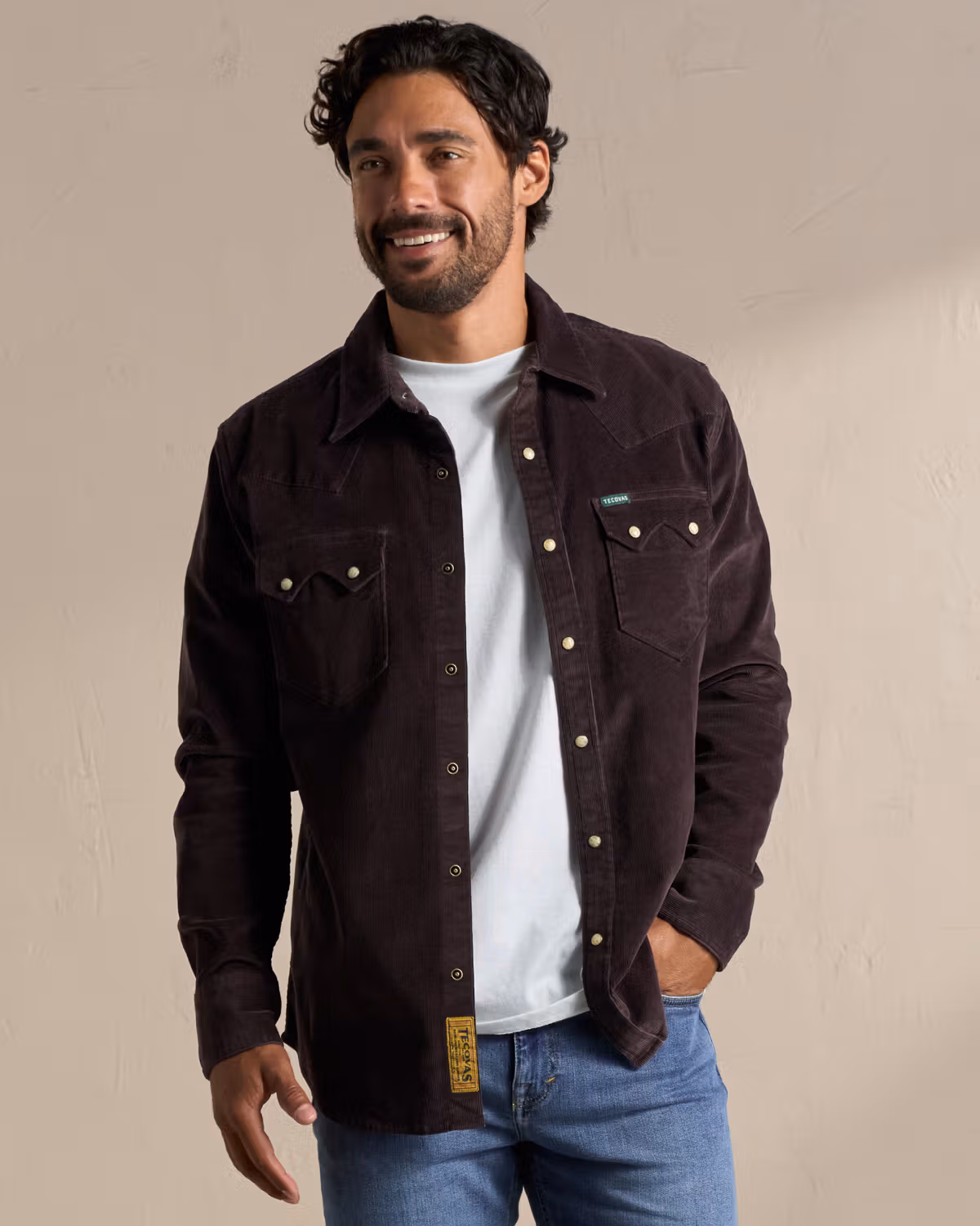 Men's Corduroy Sawtooth Pearl Snap