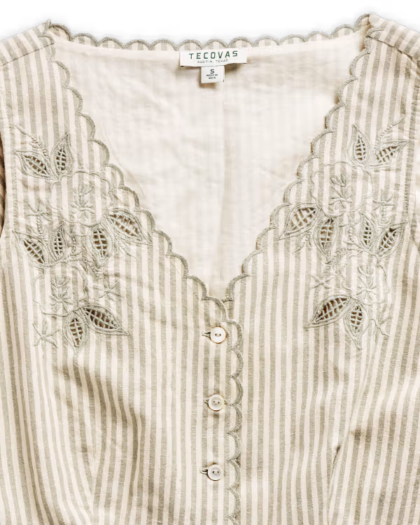 Women's Eyelet Linen Midi Dress