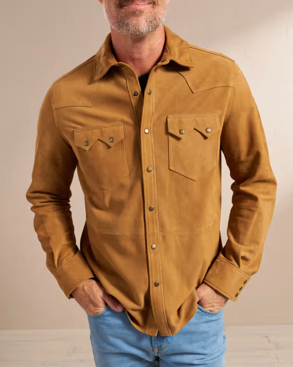 Men's Goat Suede Sawtooth Overshirt