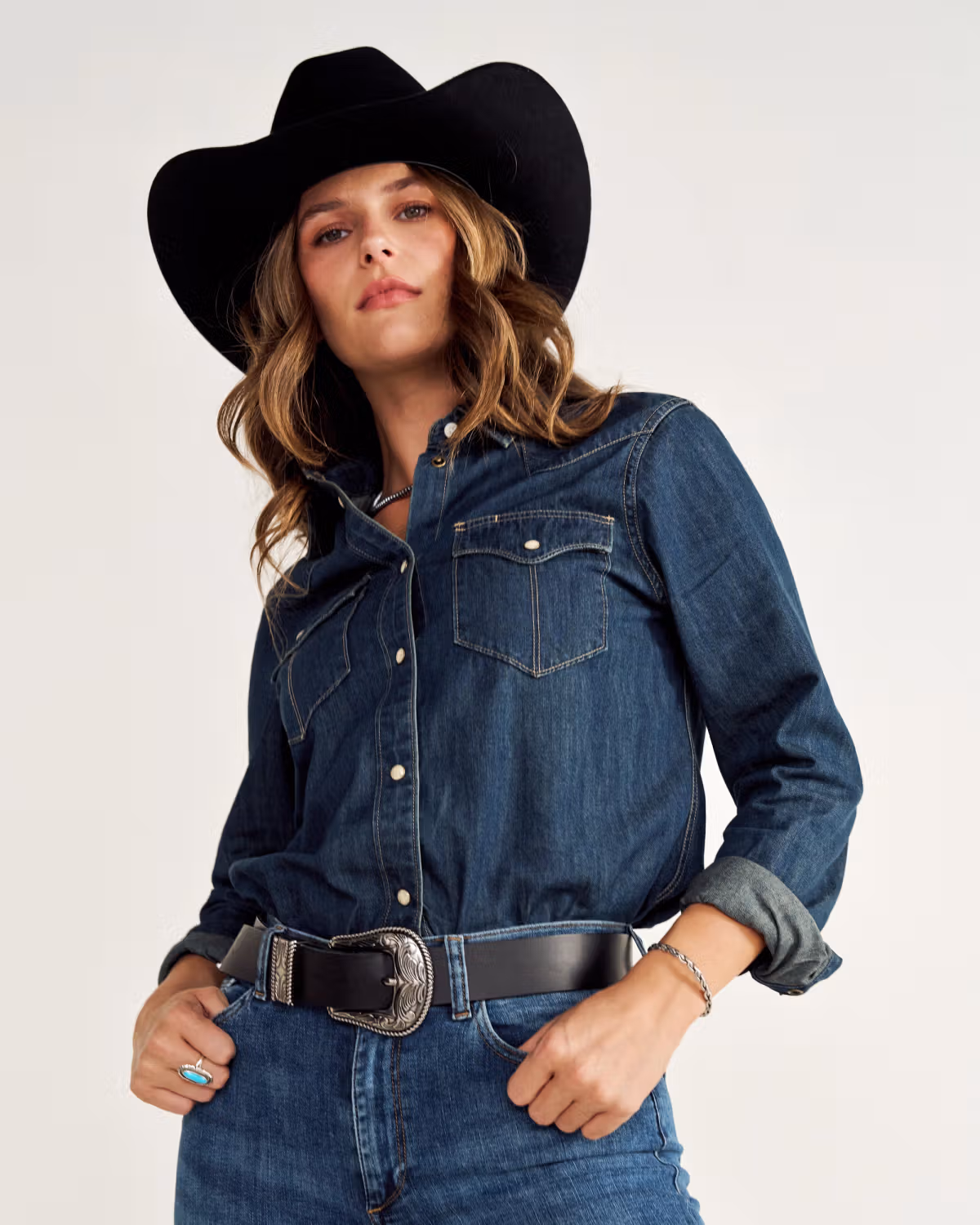 Women's Denim Pearl Snap