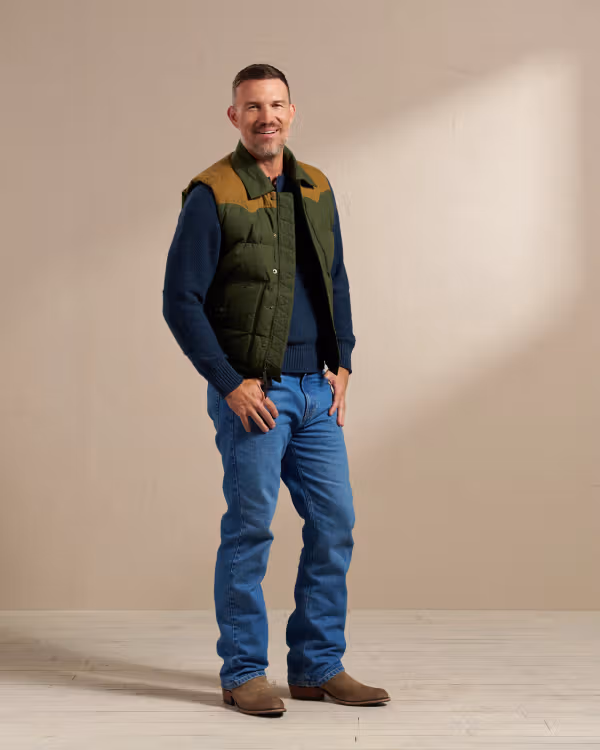 Men's Western Canvas Puffer Vest