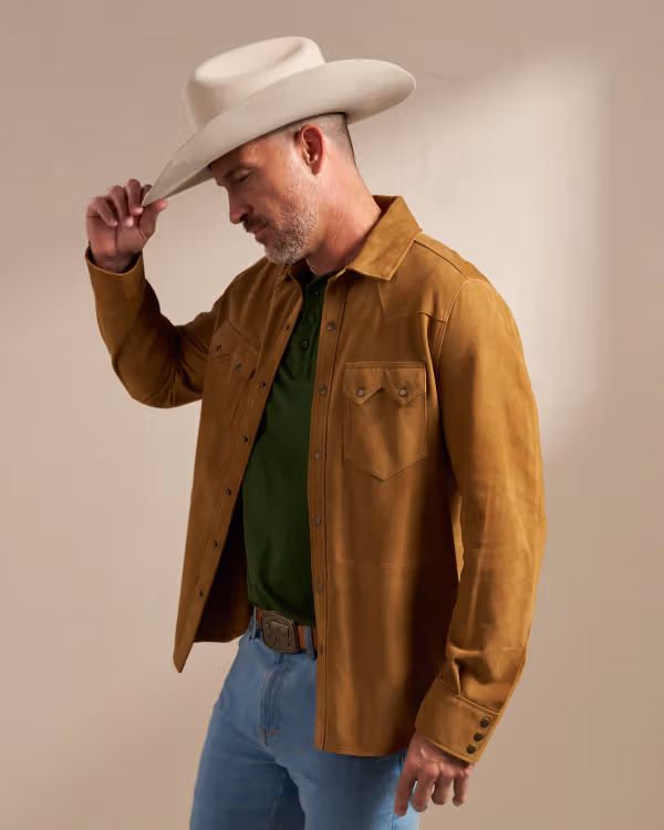 Men's Goat Suede Sawtooth Overshirt