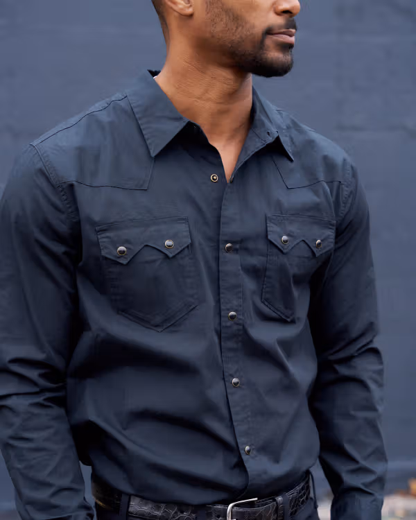 Men's Vintage Weight Sawtooth Cotton Pearl Snap